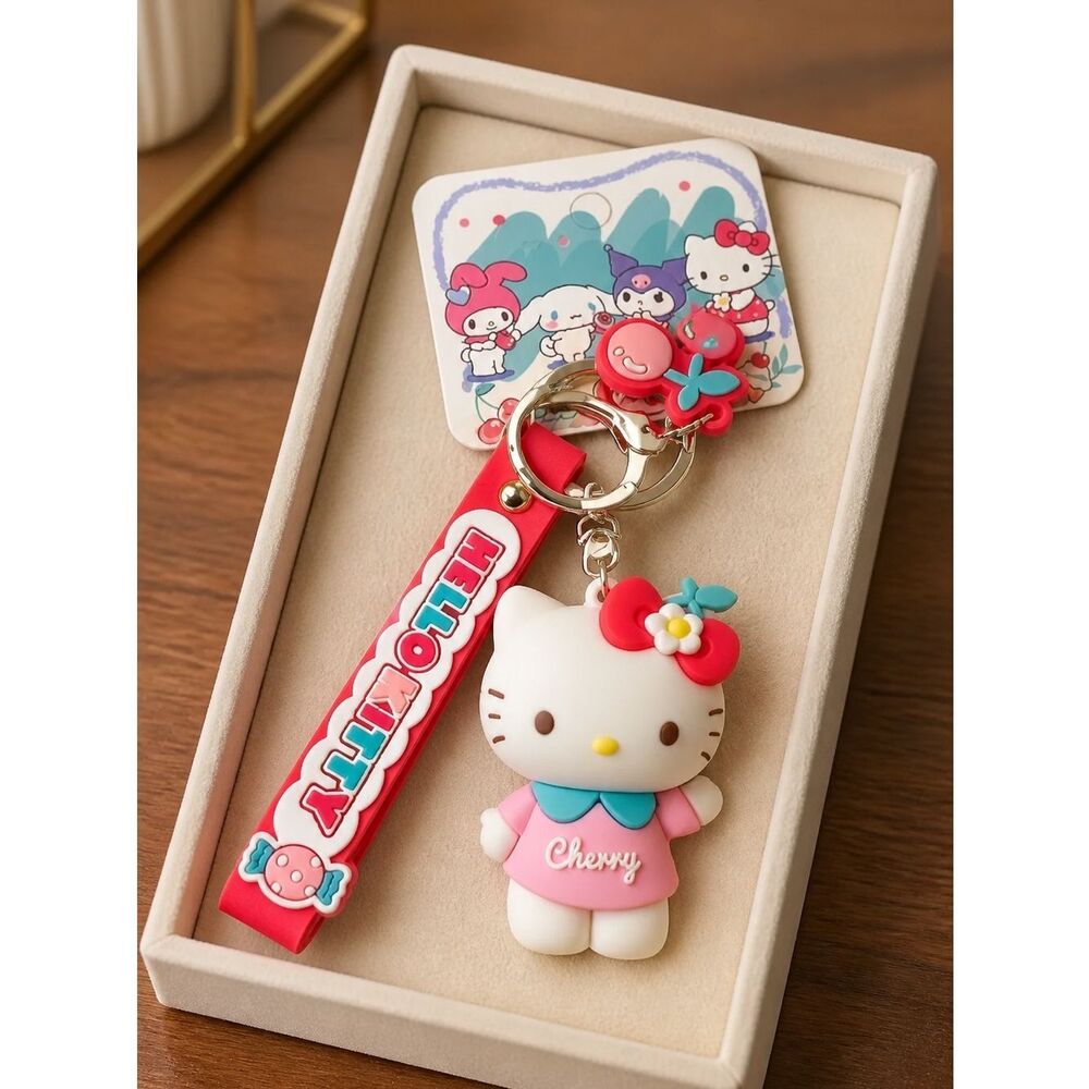 NWT Sanrio Kuromi  Hello Kitty Doll Cherry Keychain Bag Pendant